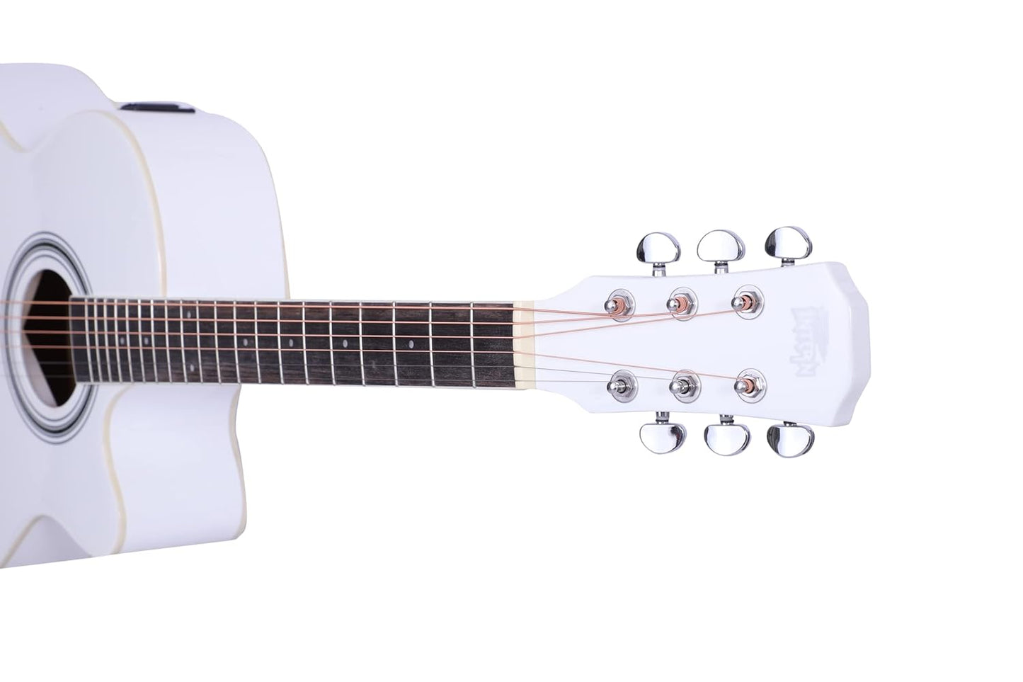 INTERN 40 inches Acoustic Guitar with Pick-up & truss rod, carry bag, strings pack, strap & picks. Premium Wooden durable built, Best tonal stability with professional sound amplificaiton. (White).