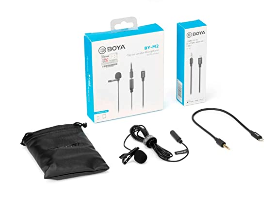 Boya BY-M2 Clip-on Lavalier Microphone Lightning Port for iOS Devices Phone Tablet Recording V-log Making Broadcasting