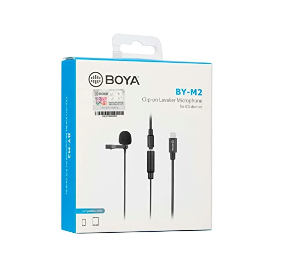 Boya BY-M2 Clip-on Lavalier Microphone Lightning Port for iOS Devices Phone Tablet Recording V-log Making Broadcasting