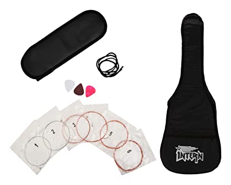 Intern INT-38C-L-NT Left Hand Acoustic Guitar Kit (Natural) with Carry bag, string set, picks and strap